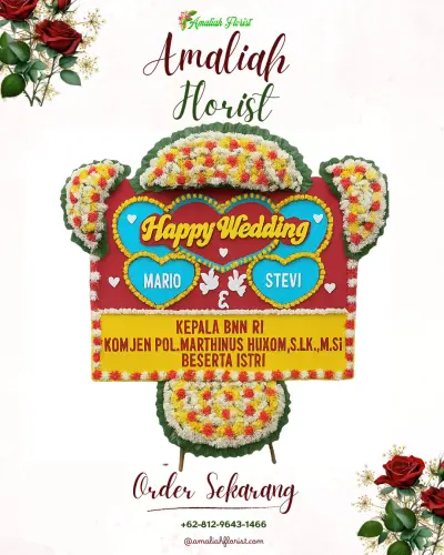 Karangan Papan Bunga Pernikahan di Randugading